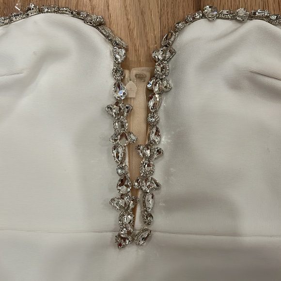 Fashion Nova white jeweled gown - Picture 6 of 8